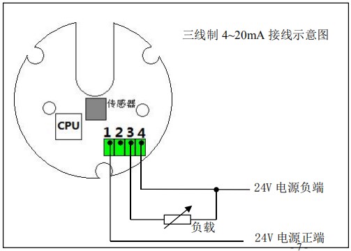 液體容積式流量計(jì)三線(xiàn)制接線(xiàn)圖